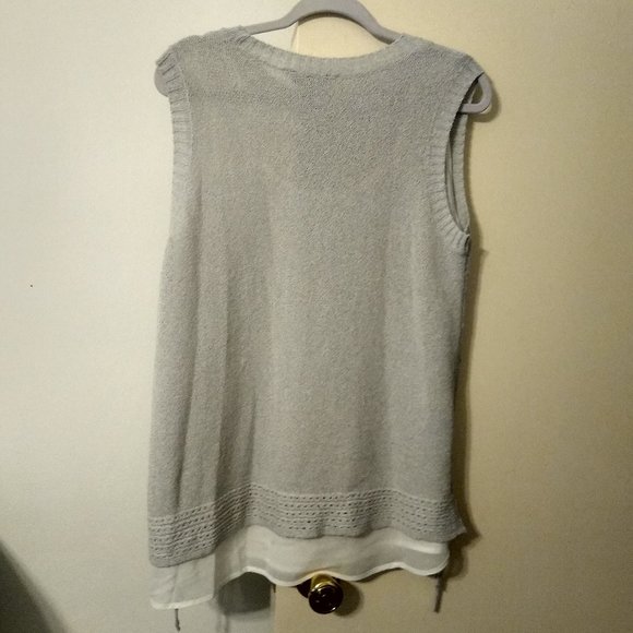 NWT Simply Vera/Vera Wang Light Gray 2Fer Sleeveless Knit Tank Top (Size: Large) - Picture 3 of 3
